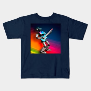 Rock star Robot on guitar Kids T-Shirt